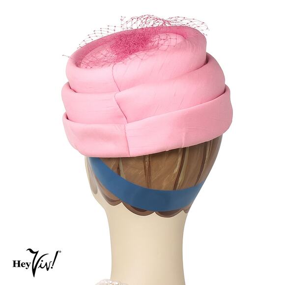 Vintage Pink Tiered Flower Pot Hat with Veil Net 4.5" High – Hey Viv! - Picture 3 of 8